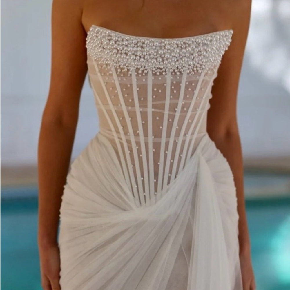 Rosie Etienne-  Strapless Pearl-Embellished Dress (Bridal)